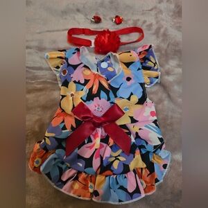 Floral Baby Dress with Red Bow